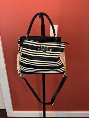Betsy Johnson Striped Black and White Tote Bag